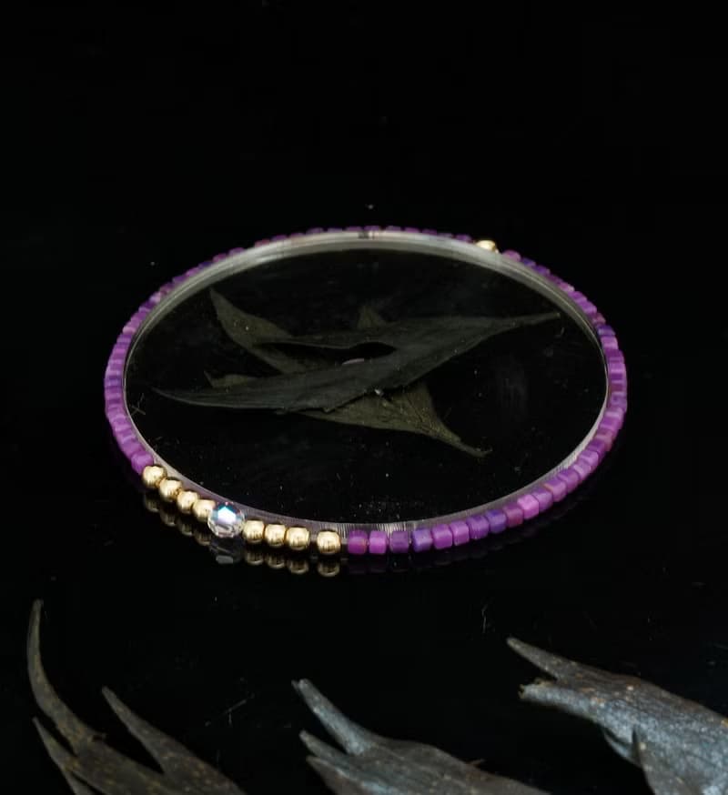 輕奢風 2.5mm 小魔方水晶 紫雲母 14KGF Swarovski 配珠手鍊