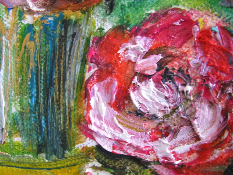 Pink Roses Bouquet Impasto Oil Painting Small Size Canvas