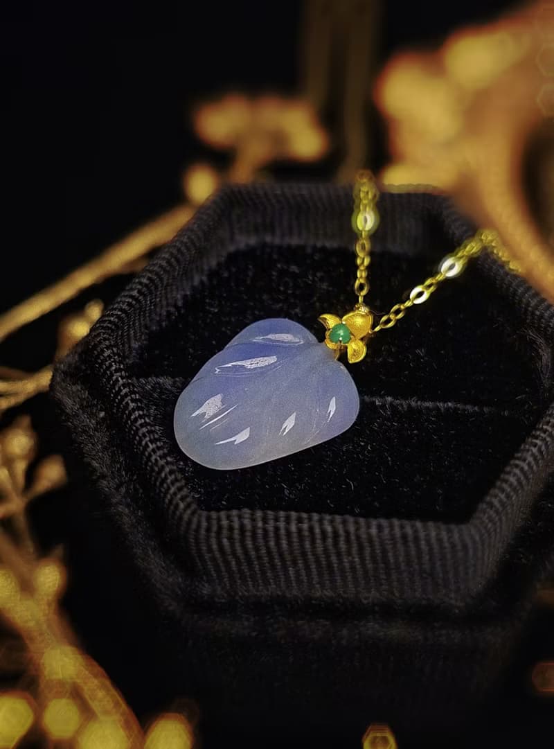 一夜暴富|純18k真金真鑽濃紫葉子|緬甸A貨翡翠吊墜