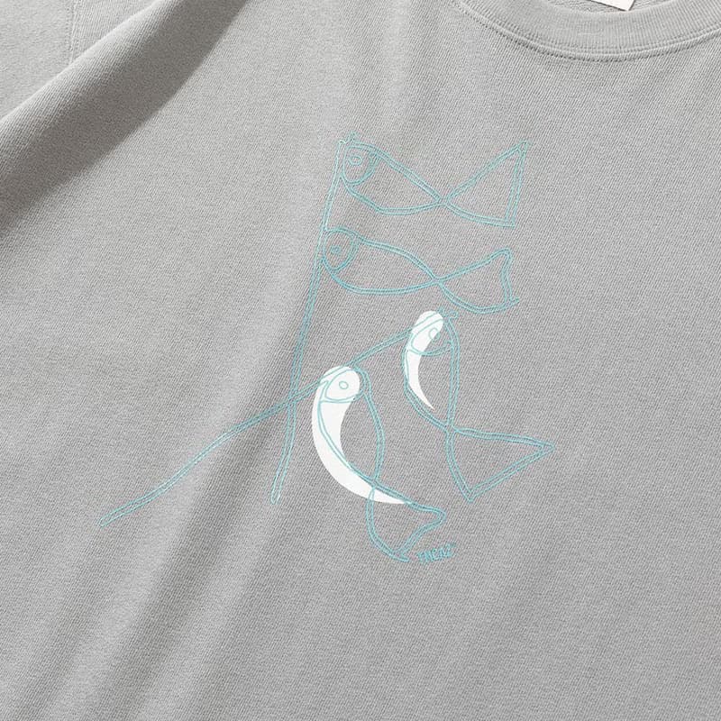 Relax Graphic Tee 淺灰色印花小領口廓形寬松通勤短袖棉T恤