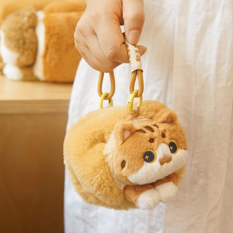 MEWJI妙吉原創可愛貓咪毛絨狸花貓面包斜挎包小掛包零錢包小禮物