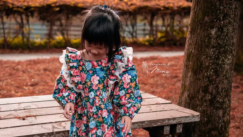 Handmade by Mina【LIBERTY系列】英式后之玫瑰蕾絲荷葉長袖洋裝