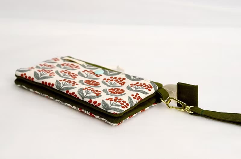 【日本布】布手作多層收納錢包_有卡片專屬收納口袋#紅花綠葉
