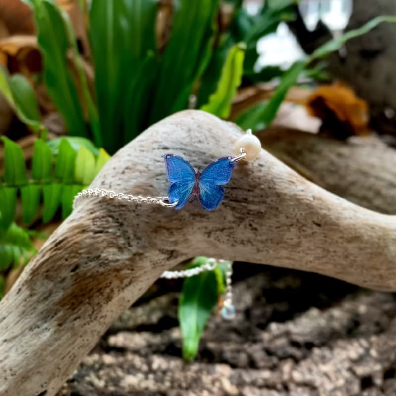 大藍閃蝶 項鍊 戒指 手鍊 樹脂  銀飾 禮盒 禮物 生日 蝴蝶 情人