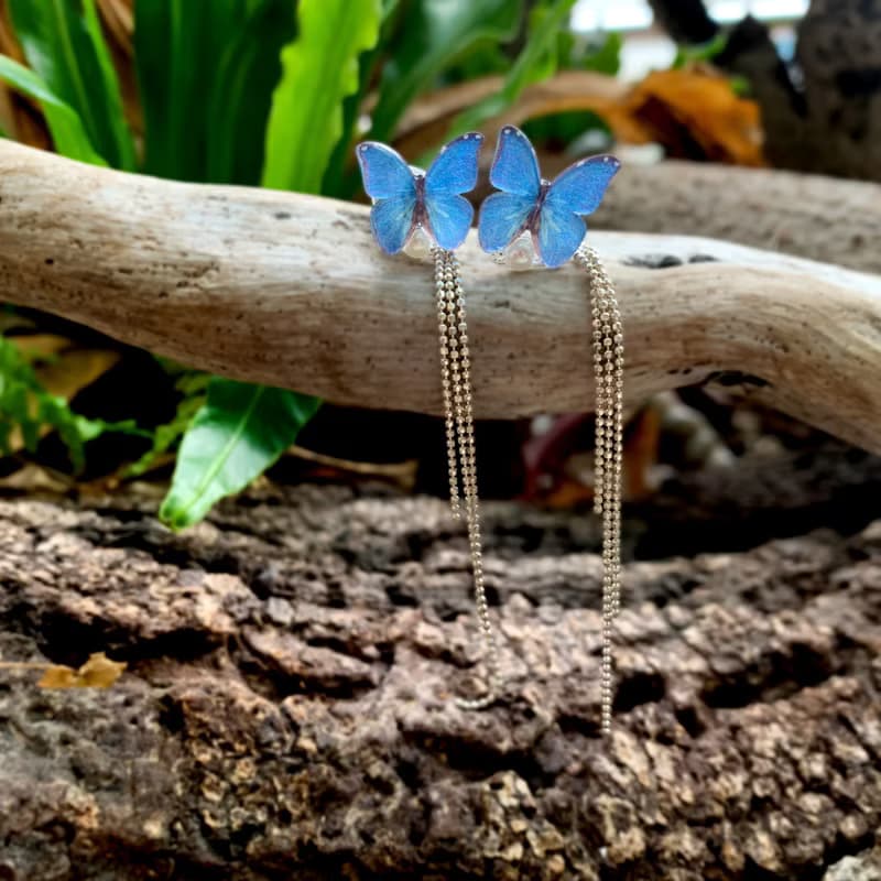 大藍閃蝶 項鍊 戒指 手鍊 樹脂  銀飾 禮盒 禮物 生日 蝴蝶 情人
