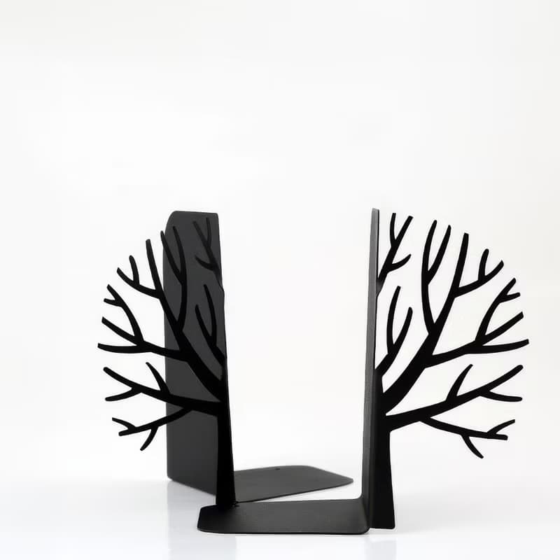 Black Shelf Decor Bookends Winter Trees. Trendy home decor 2024.