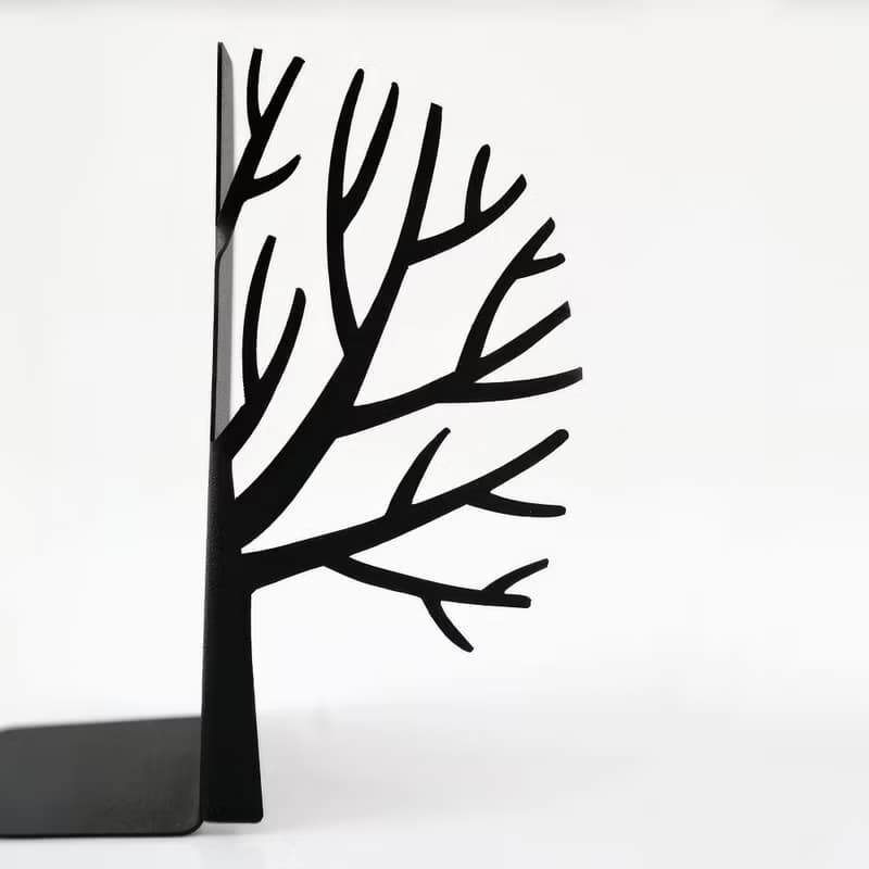 Black Shelf Decor Bookends Winter Trees. Trendy home decor 2024.