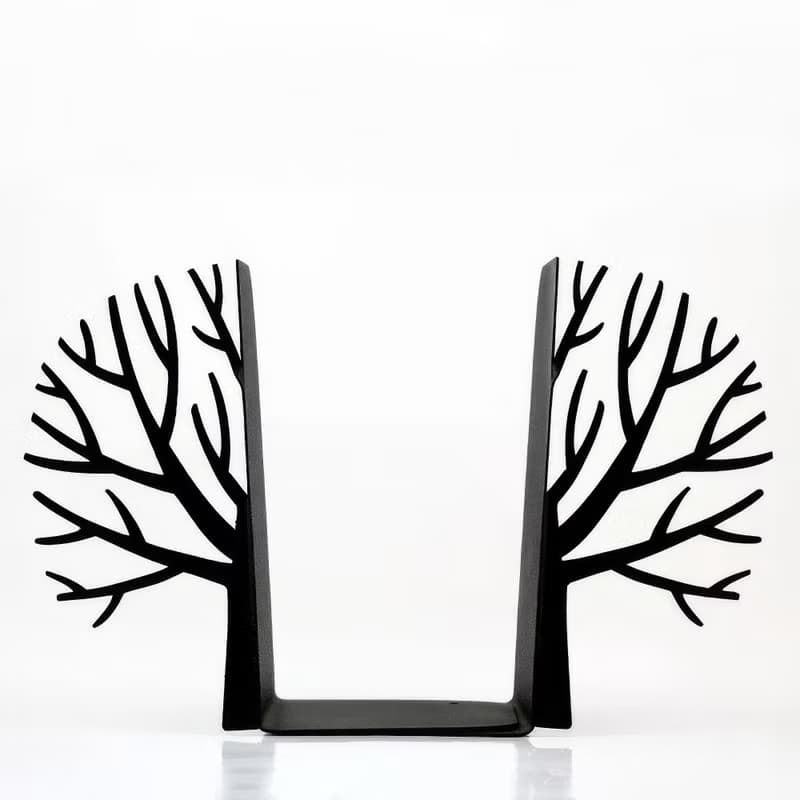 Black Shelf Decor Bookends Winter Trees. Trendy home decor 2024.
