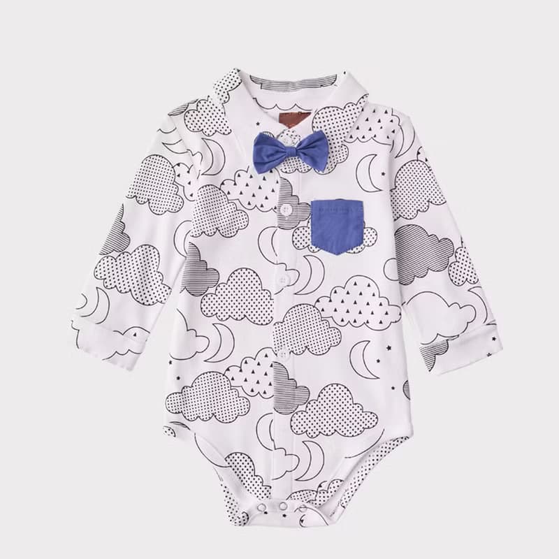 Louis系列雲朵長包屁衣藍褲子組(附吊帶)