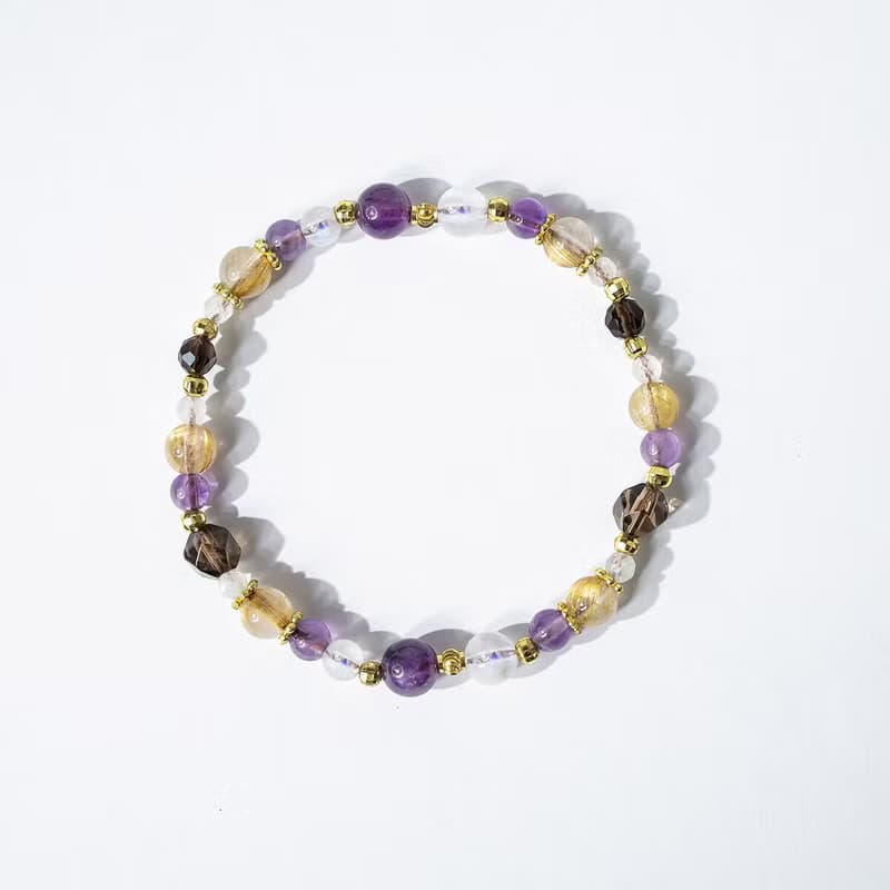 一起去看星星 | A80鈦晶紫水晶月光石茶晶水晶手鍊