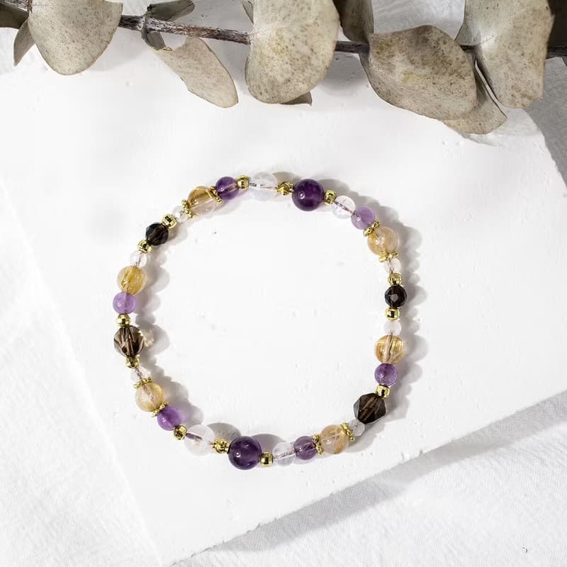 一起去看星星 | A80鈦晶紫水晶月光石茶晶水晶手鍊