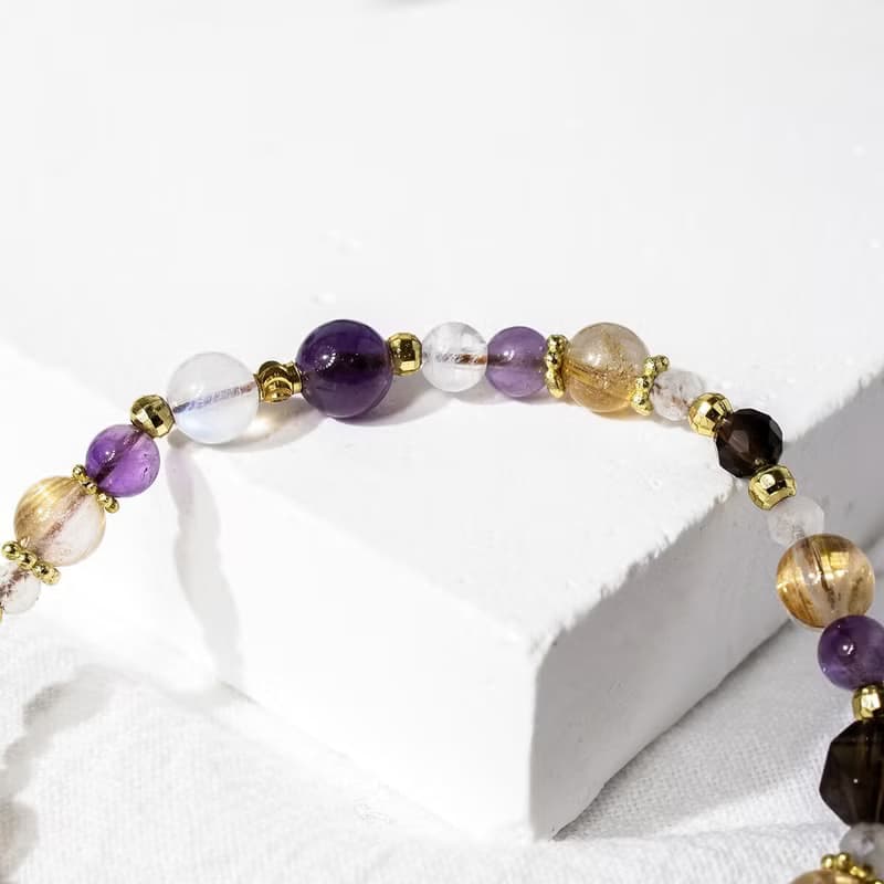 一起去看星星 | A80鈦晶紫水晶月光石茶晶水晶手鍊