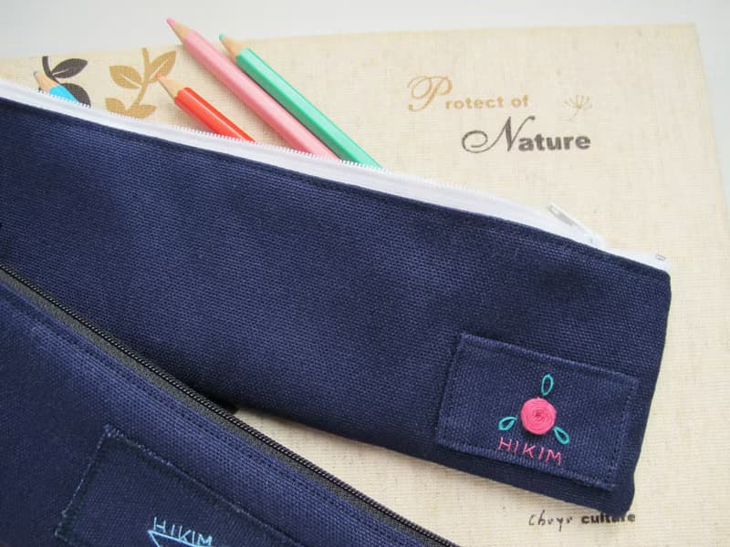 【手繡】小玫瑰餐具袋 / YKK拉鍊 台灣帆布 手工刺繡 筆袋 收納袋