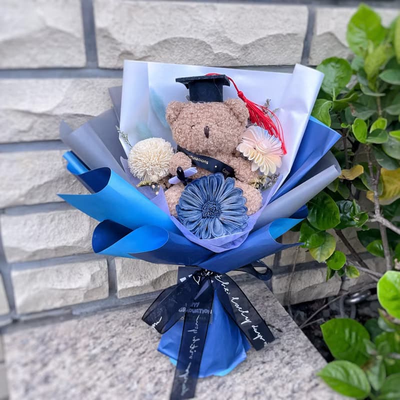熊住回憶 花開未來 贈隨機小卡 畢業花束 向日葵花束 畢業熊