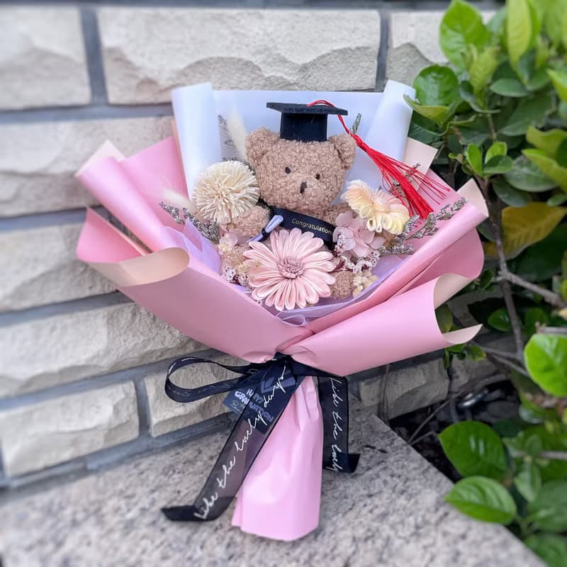 熊住回憶 花開未來 贈隨機小卡 畢業花束 向日葵花束 畢業熊