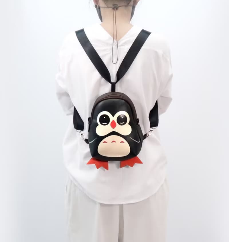 Penguin Mini backpack, Crossbody bag,hand painted bag,handmade backpack.