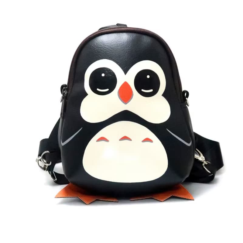 Penguin Mini backpack, Crossbody bag,hand painted bag,handmade backpack.