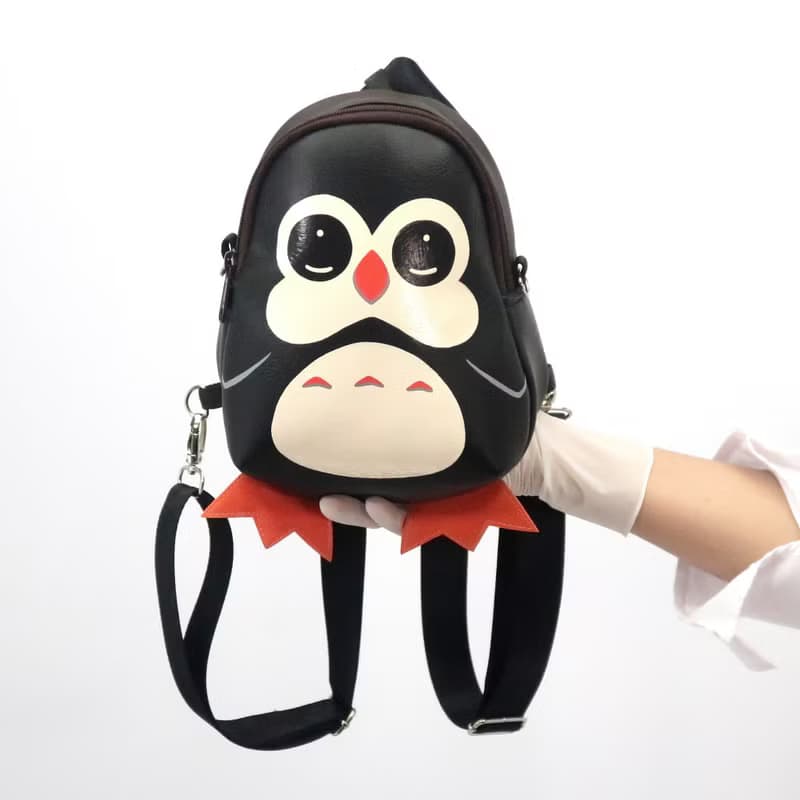 Penguin Mini backpack, Crossbody bag,hand painted bag,handmade backpack.