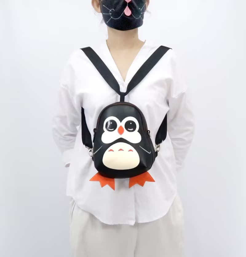 Penguin Mini backpack, Crossbody bag,hand painted bag,handmade backpack.