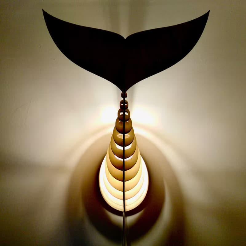 Whale Tail wall-mounted wooden Lamp. Personalized Gift. Whale Sculpture Decor