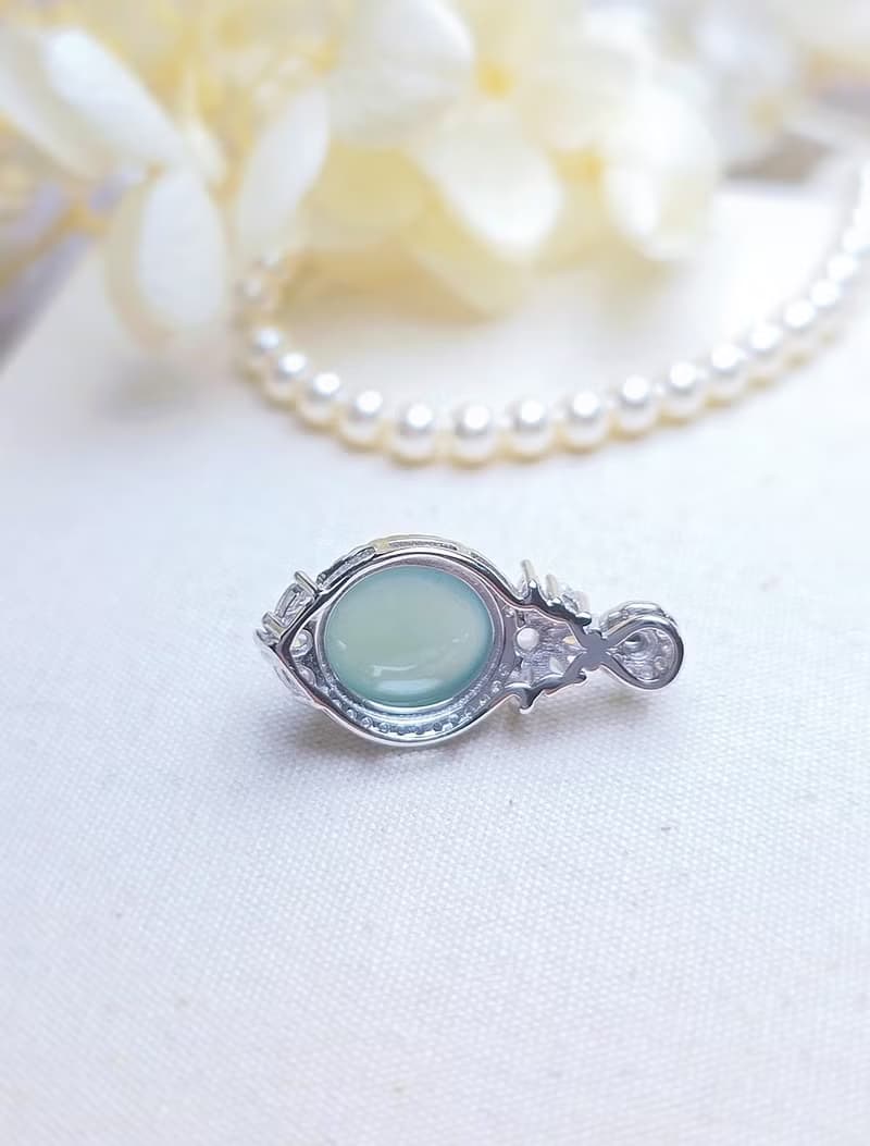 財水•高貴•健康|夢幻高冰藍大蛋面|A貨翡翠純銀豪鑲吊墜項鍊