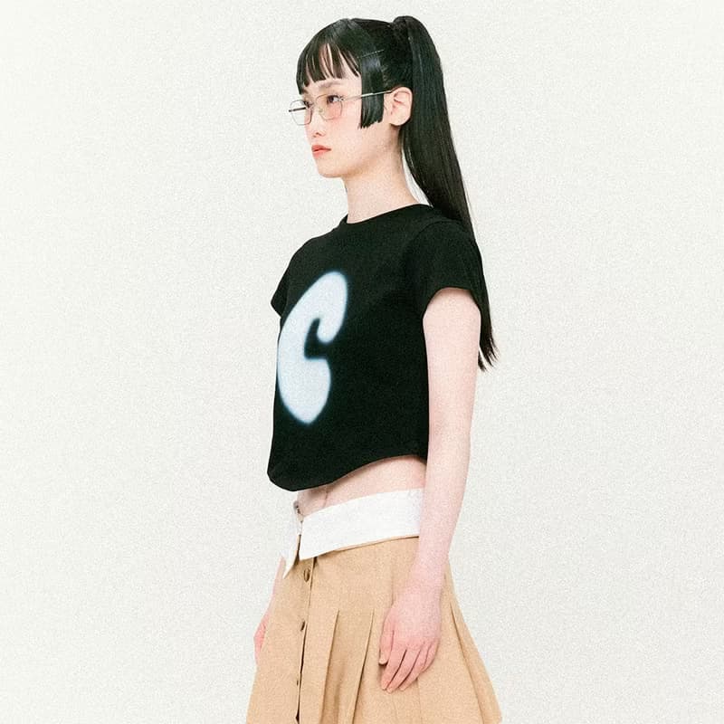 Symbol Scarf Cropped Short-Sleeved T-Shirt Black