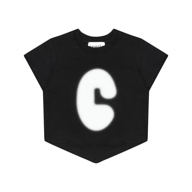 Symbol Scarf Cropped Short-Sleeved T-Shirt Black