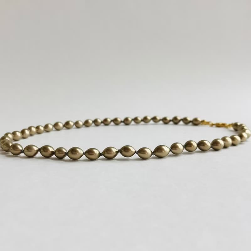 ガラスバロックパールオールノットネックレス/約6x8mm約42cm/カーキ/made in japan