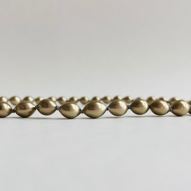 ガラスバロックパールオールノットネックレス/約6x8mm約42cm/カーキ/made in japan