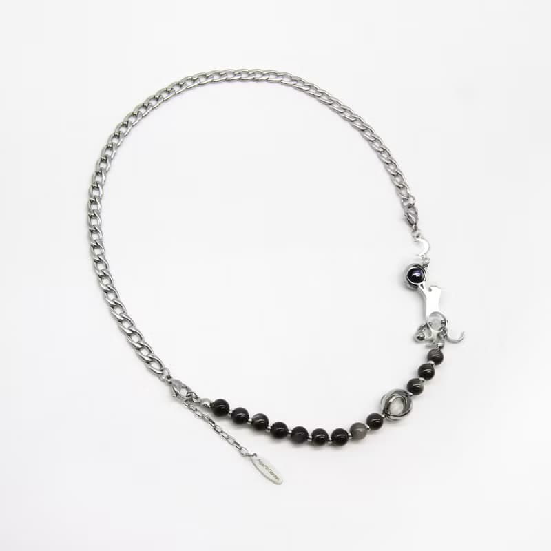 LunaWhisker 貓咪玩球喵銀曜石項鍊手鍊兩用款