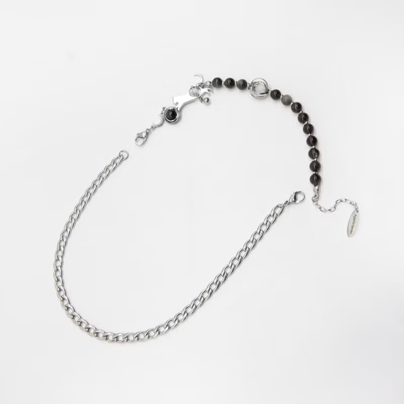 LunaWhisker 貓咪玩球喵銀曜石項鍊手鍊兩用款