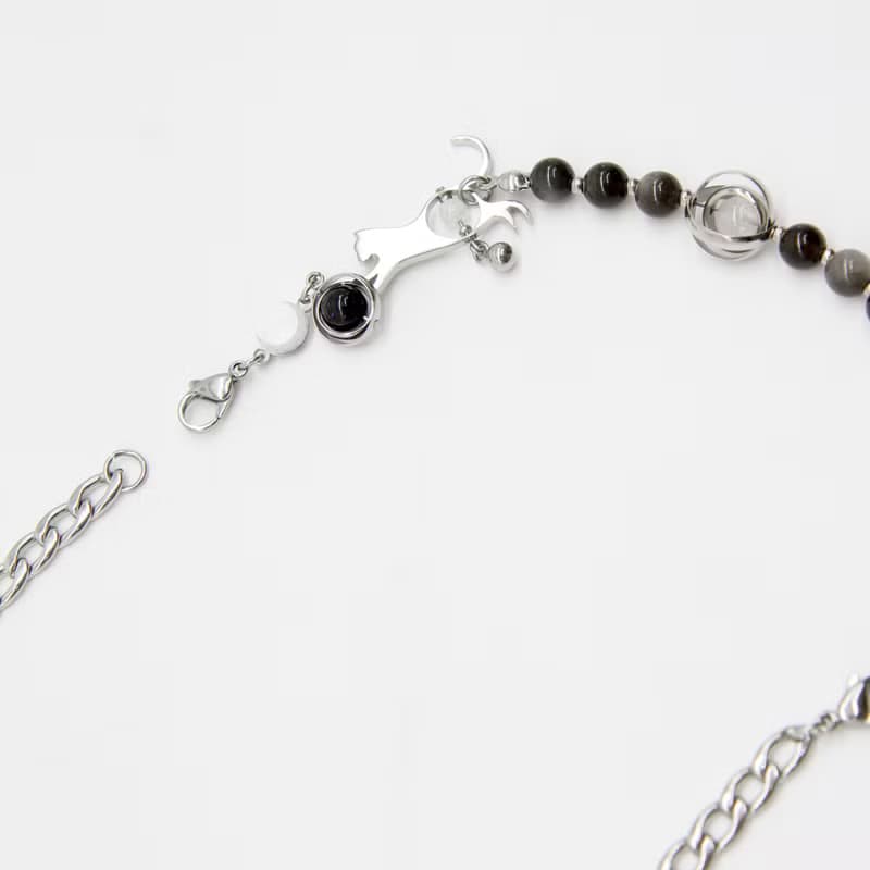 LunaWhisker 貓咪玩球喵銀曜石項鍊手鍊兩用款