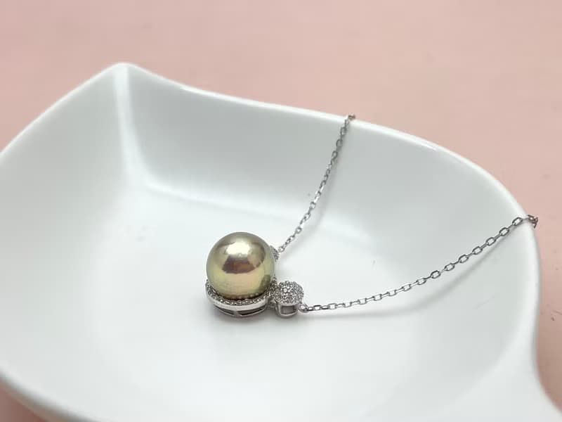 小熊 天然淡水珍珠 金屬怪色 純銀 套鏈