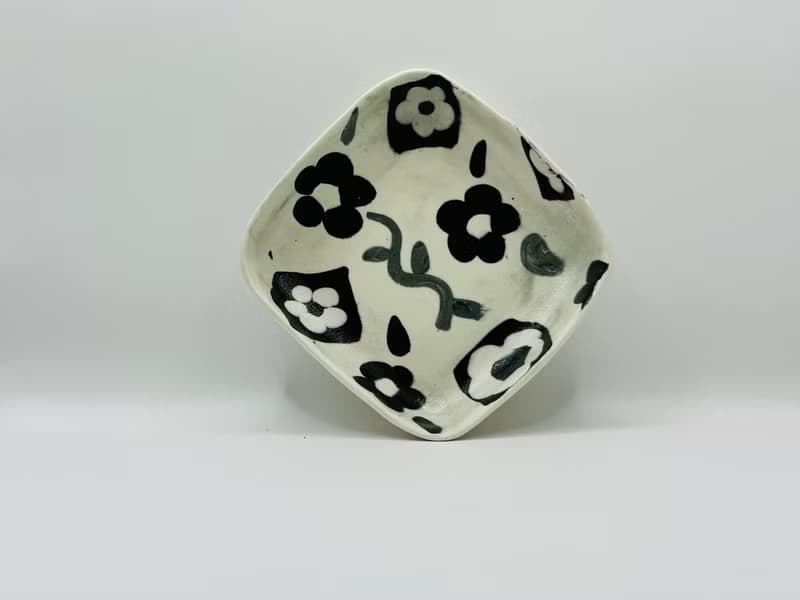 經典黑白花卉盤/碟