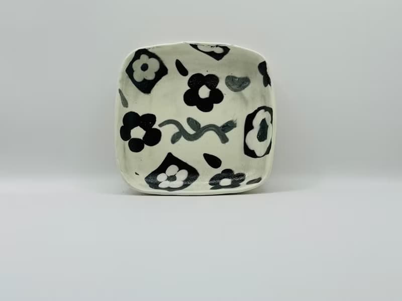 經典黑白花卉盤/碟