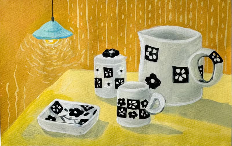 經典黑白花卉盤/碟