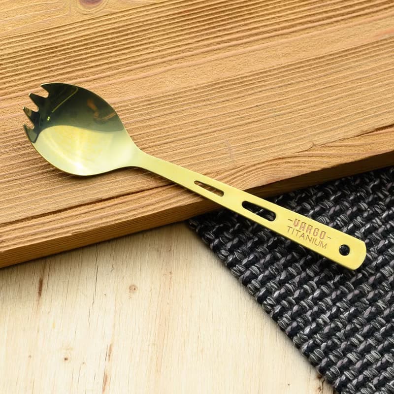 【美國 Vargo】 Titanium Spork 經典純鈦湯叉 黃色 #T210