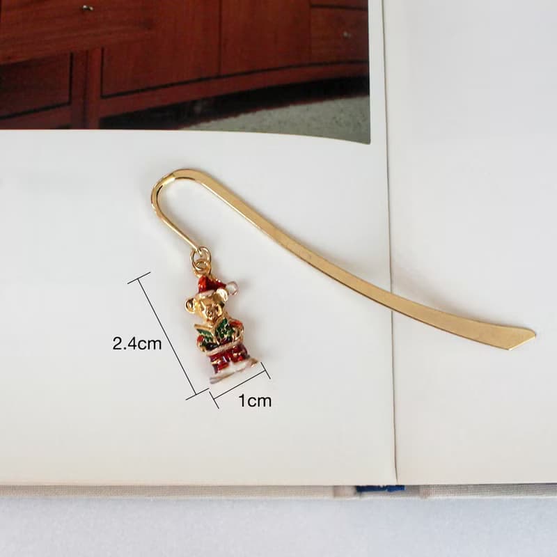 Bookmark of cute bear charm in Santa, Christmas bookmark