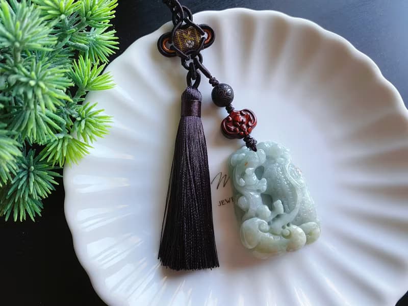 天然緬甸玉 翡翠 螭龍 花生 人生如意 長壽 發財 包掛 禮物