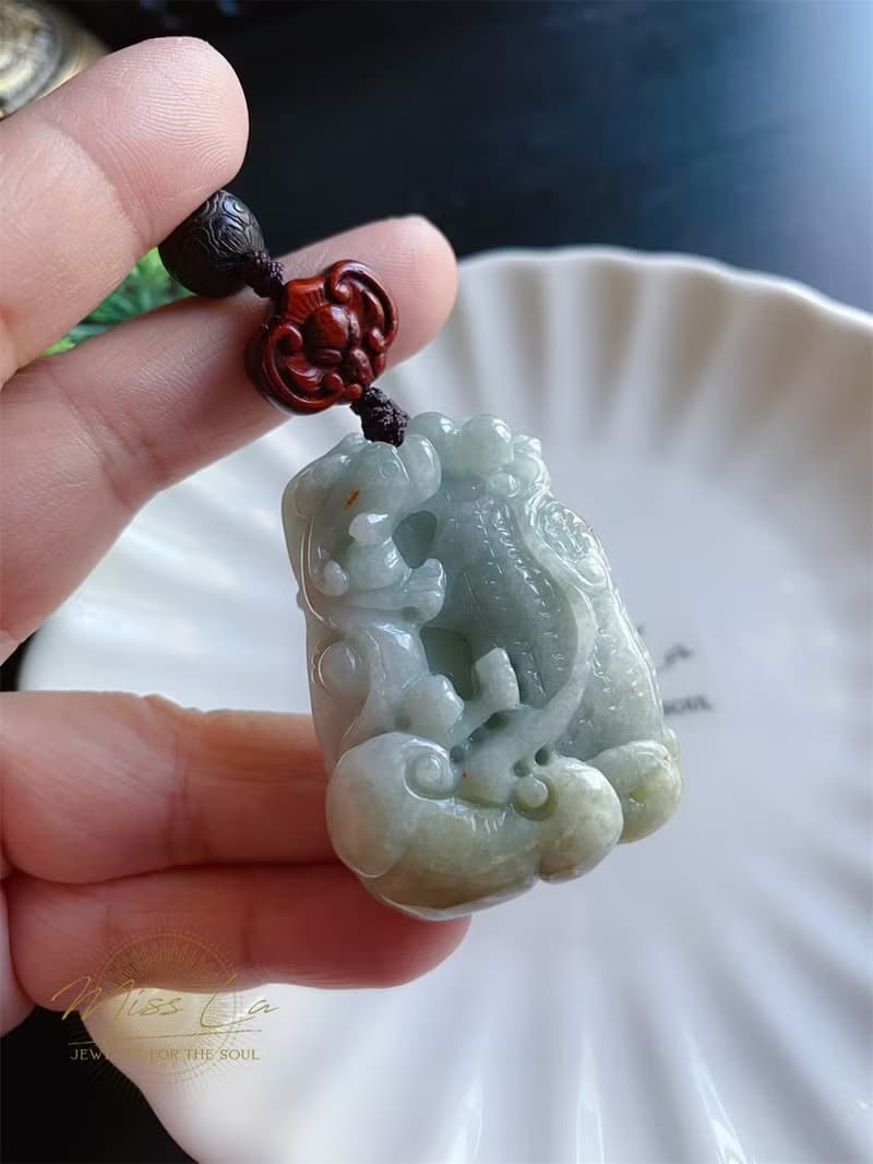 天然緬甸玉 翡翠 螭龍 花生 人生如意 長壽 發財 包掛 禮物