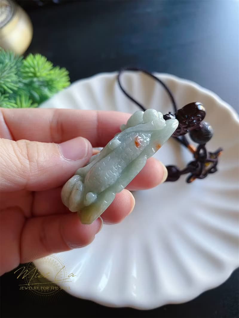 天然緬甸玉 翡翠 螭龍 花生 人生如意 長壽 發財 包掛 禮物