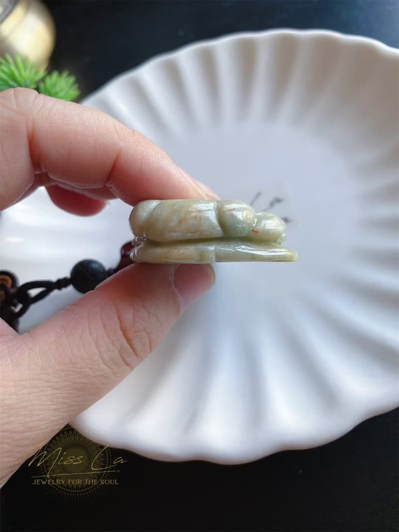 天然緬甸玉 翡翠 螭龍 花生 人生如意 長壽 發財 包掛 禮物