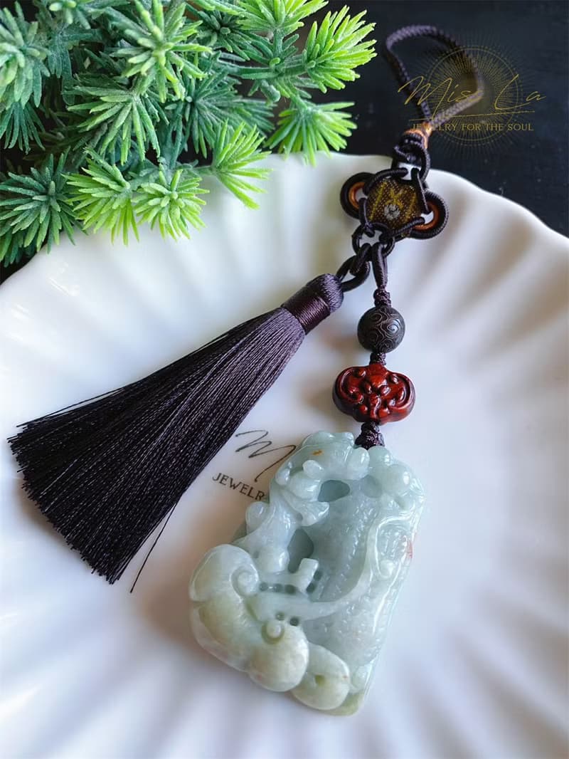 天然緬甸玉 翡翠 螭龍 花生 人生如意 長壽 發財 包掛 禮物