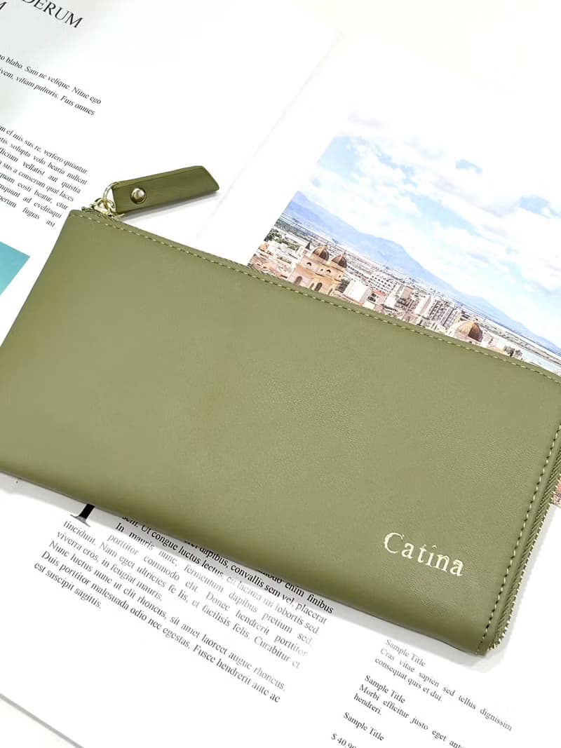 真皮 輕薄  L型 長夾 錢包 可放存摺 護照 強大收納 英文名字燙金