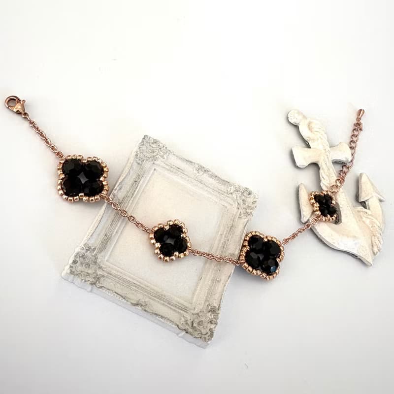 Clover Bracelet Handmade Beaded  18K Pink Gold Plated Plating Floral Flower