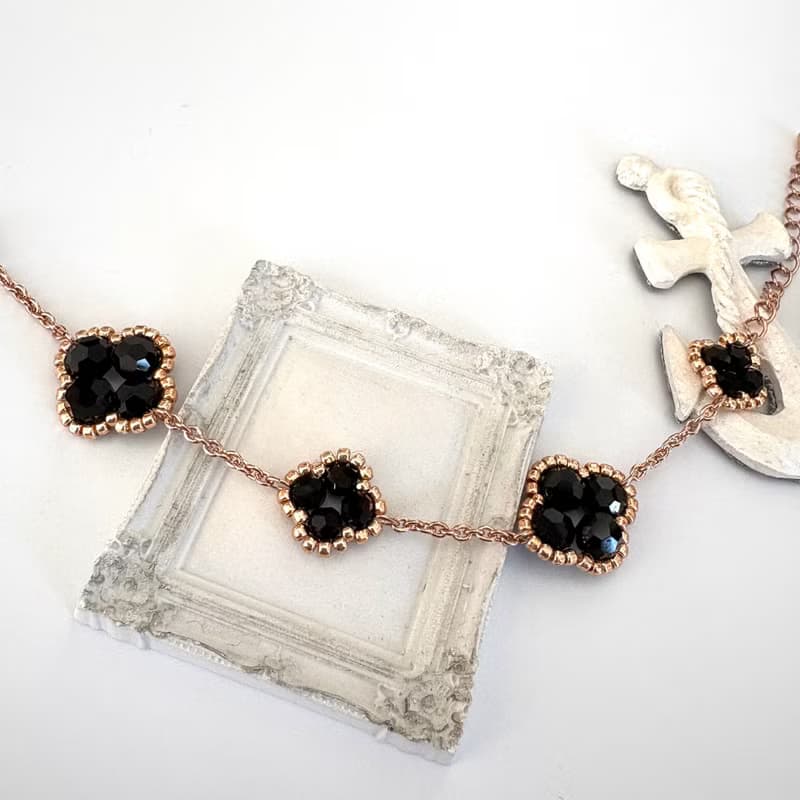Clover Bracelet Handmade Beaded  18K Pink Gold Plated Plating Floral Flower