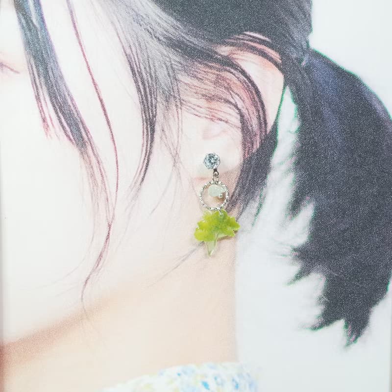 山黃麻 葡萄石 繪畫耳環 耳針/耳夾