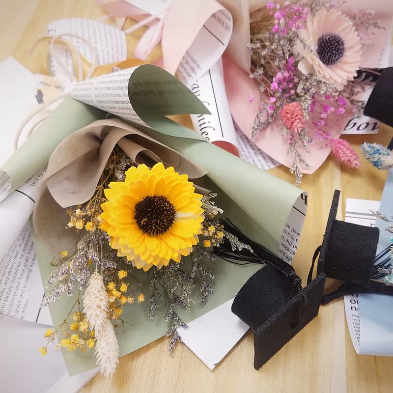 約定向日葵畢業花束小款 /畢業花束/永生花/乾燥花束/太陽花