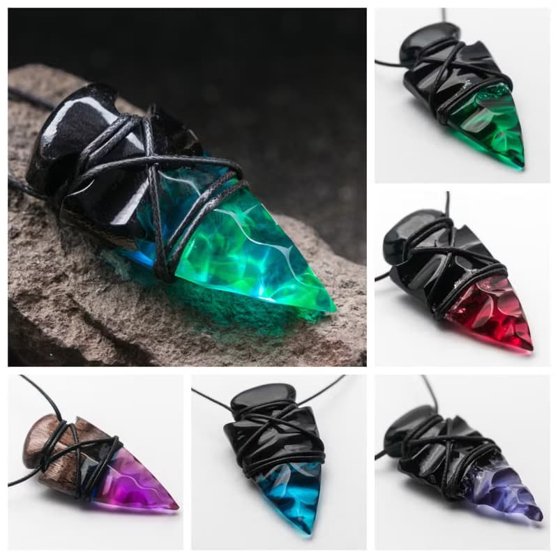 翡翠木製樹脂吊墜水晶箭頭
