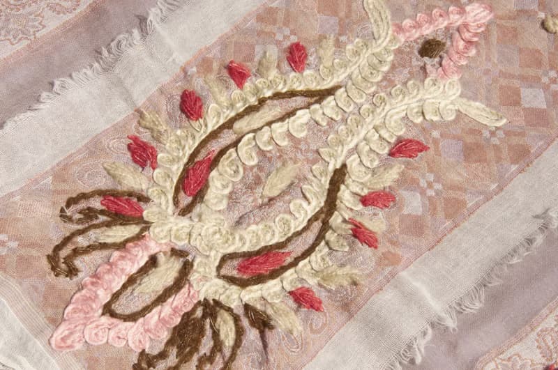 喀什米爾Cashmere/水煮羊毛披肩/針織圍巾/刺繡圍巾/羊絨披巾-花